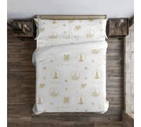 BL BELUM Funda nórdica Harry Potter, Funda nórdica con botones 100% algodón modelo Hogwarts Gold Christmas - Funda Nórdica Extrasuave - Funda Nórdica 100% Made in Spain 260x240