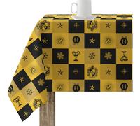 BL BELUM Mantel cm Harry Potter Mantel resinado (tacto plastificado) antimanchas modelo Hufflepuff Christmas - Mantel Elegante Made By BL BELUM - Mantel No traspasan Líquidos Made Spain 140x140