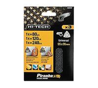 Black and Decker X39197-XJ - Pack de 3 hojas de lijar, 95 x 95 mm, granos surtidos 80/120/240