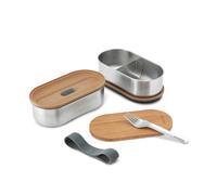 Black+Blum – Bento Box lonchera apilable acero inoxidable tapa bambú a prueba de fugas 2x500 ml