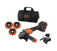 BLACK+DECKER - Amoladora angular inalámbrica 18V, 115 mm, con accesorios, 1 batería 4,0 Ah Li-Ion, cargador BCG6L8F1S-QW