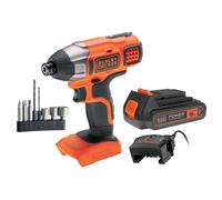 Black & Decker Atornillador impacto inalámbrico BDCIM18D1A-QW 18V 155Nm 1/4" 2,0Ah con accesorios