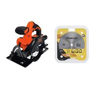 BLACK+DECKER BDCCS18N-XJ Sierra circular a batería 18V, Diámetro disco Ø 140 mm, Profundidad de corte hasta 43 mm, Corte bisel hasta 45º + STA10080-XJ Hoja cromada ø 140x12.7 mm