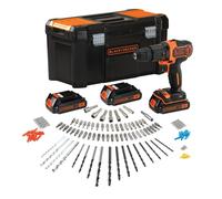 Black & Decker BDCHD181B3A, Taladro con empuñadura tipo pistola, , Naranja, 1 cm, 2,5 cm, 1 cm, 1 cm