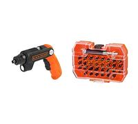 BLACK+DECKER BDCSFL20C Atornillador con Batería de Litio 5 NM 180 RPM con linterna LED 35 lúmenes incluye 2 puntas y Cargador 3.6 V & A7228 Juego de 31 Piezas para Atornillar con Adaptador Magnético