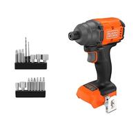 BLACK+DECKER Destornillador de impacto sin escobillas, unidad desnuda llave de impacto inalámbrica y 20 brocas, sin batería ni cargador, BLIM78NZ-XJ