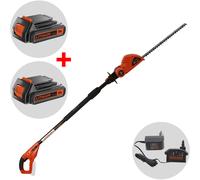 BLACK+DECKER - Tijeras cortasetos telescópicas inalámbricas de 18V, hoja de 43 cm, 1 batería de 2,0 Ah Li-Ion, sin cargador GTC1843L20-QW