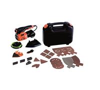 BLACK+DECKER KA280LK Multilijadora 220W 4 en 1 AutoSelect velocidad variable con accesorios + STANLEY STA39097-XJ - 3 hojas de lija malla 1/4 (115x14mm) para multilijadoras