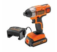 Black+Decker Kit atornillador de impacto 18 V ¼ pulg con batería 2.0 Ah y cargador