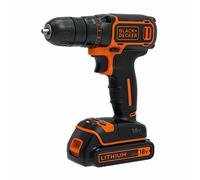 Black+Decker Kit taladro atornillador 18 V con batería de litio de 1,5 Ah y maletín