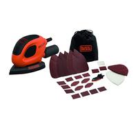 BLACK+DECKER Lijadora de Detalle Mouse 55 W, Velocidad de 11.000 RPM, Diámetro Orbita 1.5 mm, Fijación de Papel de Lija con Velcro, Incluye 15 Accesorios y Bolsa de Transporte, BEW230BC-QS