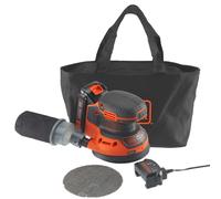 BLACK+DECKER - Lijadora excéntrica inalámbrica 18V, 125 mm, 1 batería 1,5 Ah Li-Ion, cargador BDCROS18-QW