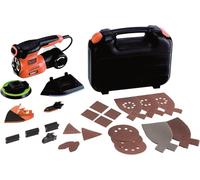 BLACK+DECKER Multilijadora 220W 4-en-1 Autoselect, velocidad 8500-13000 opm, incluye 22 accesorios y maletín, fijación de papel de lija tipo velcro, extracción de polvo ciclónica, KA280LK