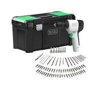 BLACK+DECKER Reviva - Kit de taladro de 12 V con 80 accesorios de PC de almacenamiento de 19 pulgadas, caja de herramientas ecológica REVDD12ALTB-GB