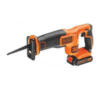 BLACK+DECKER - Sierra de sable AKU 18V, 1x batería 1,5 Ah Li-Ion, cargador BDCR18-QW