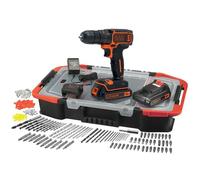 Black & Decker Taladro Inalámbrico BDCDC18BAST-QW Litio 18V 2 Baterías y 160 Accesorios