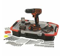 Black + Decker Taladro inalámbrico de litio 18 V con 2 baterías y 160 accesorios
