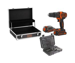 Black&Decker Taladro Percutor Inalámbrico BDCHD18B2FC, 2 Baterías 1.5Ah, 18V