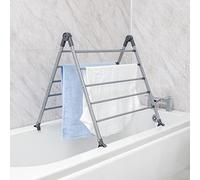 BLACK+DECKER Tendederos Extensibles sobre el baño, Dos Colores, rotación Ajustable, 10 Barras con Espacio Total de Secado de 5,6 m, se pliega para un Almacenamiento Compacto, Gris (63219, 63229)