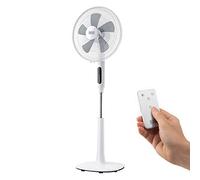 BLACK+DECKER - Ventilador de Pie 50W | 3 Velocidades | 3 Modos | Oscilante | Altura 110-115 cm | Panel Táctil | Mando a Distancia | Temporizador 15h | Base Redonda | Blanco