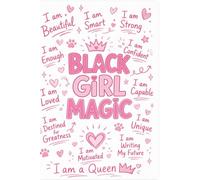 Black Girl Magic: Pretty Pink Affirmation Journal for Girls: 6x9 Lined Motivational Notebook with Positive Quotes, Daily Affirmations, and Cute Heart Doodles for Young Queens to Build Self-Love