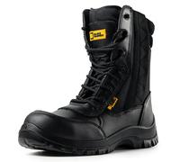BLACK HAMMER Bota hombre de cuero con puntera compuesta S2 SRC resistente al agua Ejército Desierto Combate Caminando Seguridad Cremallera Trabajo Alto Tobillo 9999 (43 EU)