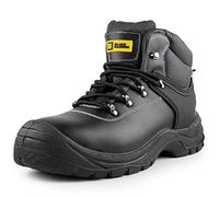 BLACK HAMMER Botas de seguridad con puntera de acero hombre Calzado de trabajo de cuero resistente y ligero S3 SRC 1700 Negro (44 EU)