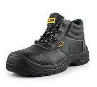 BLACK HAMMER Botas de seguridad para hombre Zapatos de trabajo de cuero con puntera de acero Calzado ligero S3 SRC 1400 Negro (41 EU)