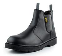 BLACK HAMMER Slip-On Sicherheitsstiefel Herren Chelsea Arbeitsschuhe Leder Stahlkappe Arbeit Knöchel Leichte Schuhe S3 SRC 1600 Schwarz (41 EU)