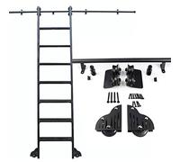 Black Library - Kit de herramientas para escalera de biblioteca, sistema de riel deslizante de 3 m para escaleras móviles, tubo redondo de acero con ruedas de rodillo de suelo, kit de riel de escalera