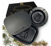Black Treehouse - Juego de bandejas rodantes con Tapa magnética Suave de PVC, cenicero Incluido para Almacenamiento en casa o Viajes, 7 x 5.5 Pulgadas, pequeño, Lindo