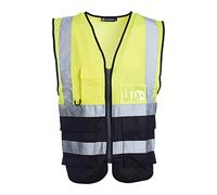 Blackrock Amarillo y Negro Premium Hi Visest chaleco con bolsillos bolsa de identificación y Key Loop Reflective High Visests con cremallera de seguridad chaleco de seguridad Ropa de Seguridad EN Cert