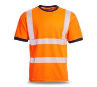 Blackrock Camiseta Eco+ Hi-Vis, naranja para la industria ferroviaria, poliéster reciclado GRS, protección SPF50+, superficie de trabajoropa de trabajo con protección EN20471 clase 2, talla 6XL