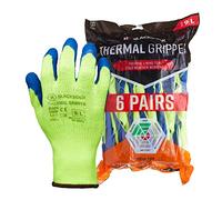 Blackrock Paquete de 6 guantes de trabajo de seguridad con aislamiento térmico y recubrimiento de látex, agarre de trabajo para hombres y mujeres, para almacenamiento en frío, manipulación ferrocarril