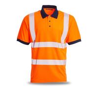 Blackrock Polo de alta visibilidad Eco+, poliéster GRS reciclable naranja para la industria ferroviaria, protección SPF50+, ropa de trabajo y de seguridad, EN20471 clase 2, talla S