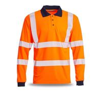 Blackrock Polo Eco+ Hi-Vis de manga larga, poliéster reciclable GRS naranja para la industria ferroviaria, ropa de trabajo y seguridad SPF50+, ropa de trabajo y , EN20471 clase 2, talla 3XL