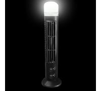 Bladeless Tower Fan 2-Speed - USB Battery Powered | Quiet Nightlight