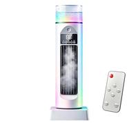 Bladeless Tower Fan - Six Speed Silent Summer Blower for Room Cooling | Water Tank with Mist Reservoir, 110 Degree Oscillating Column for Quiet Desktop Air Circulator Indoor Ventilator, 4.72x13.58inch