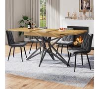 Bladez Juego de mesa de comedor extensible con 4 sillas de terciopelo, mesa de comedor rectangular, 120-160 cm, mesa de madera moderna y sencilla para 4-6 personas, para comedor (madera)