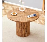 Bladez Mesa de comedor redonda de 100 cm para 4 - 6 personas, mesa de cocina moderna, mesa de madera MDF estable con pie de columna y espacio de almacenamiento, mesa de comedor redonda, mesa de cocina