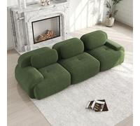 Bladez Moderno sofá de pana de 3 plazas modular con chaise longue, base antideslizante, con reposabrazos ergonómicos y acolchado de alta elasticidad, sofá moderno para salón, verde, 3 plazas