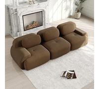 Bladez Moderno sofá de pana de 3 plazas modular con chaise longue, base antideslizante, con reposabrazos ergonómicos y acolchado de alta elasticidad, sofá moderno para salón, marrón, 3 plazas