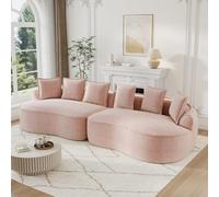 Bladez sofá de 4 plazas Cloud de chenilla, sofá modular sin patas, sofá de asiento extra profundo, sofá lounge sin marco con cojines, sin montaje, sofá curvo para sala de estar (Rosa, 4 plazas)