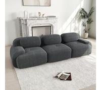 Bladez Sofá moderno de 3 plazas, de pana, sofá cama modular, sin montaje, sofá Cloud, combinable, para sala de estar (gris, 3 plazas)