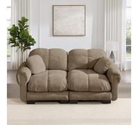 Bladez Sofá modular de 2 plazas chenilla moderno Cloud Couch Loveseat 2 plazas, cojín grueso, suave y de apoyo para salón, color marrón
