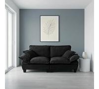 Bladez Sofá modular de 2 plazas de tela Chennille de Loveseat, sofá acolchado con reposabrazos curvos, para pequeños apartamentos de salón, color negro