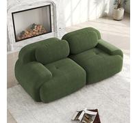 Bladez Sofá modular Loveseat de pana, moderno sofá de 2 plazas con reposabrazos curvos, parte inferior antideslizante, sin montaje, para salón, cojín de asiento de alta elasticidad (verde, 2 plazas)