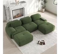 Bladez Sofá modular moderno de 3 plazas, sofá esquinero en forma de U, con otomano, acolchado 32D, altamente elástico, antideslizante, apto para mascotas, con reposabrazos anchos