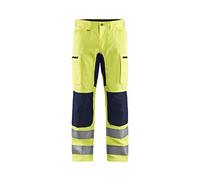 Blaklader 158518113389D84 - Pantalones de trabajo con tejido elástico, talla D84, color amarillo y azul marino