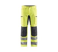 Blaklader 158518113396D84 - Pantalones de trabajo de alta visibilidad con elástico, talla D84, color amarillo y gris